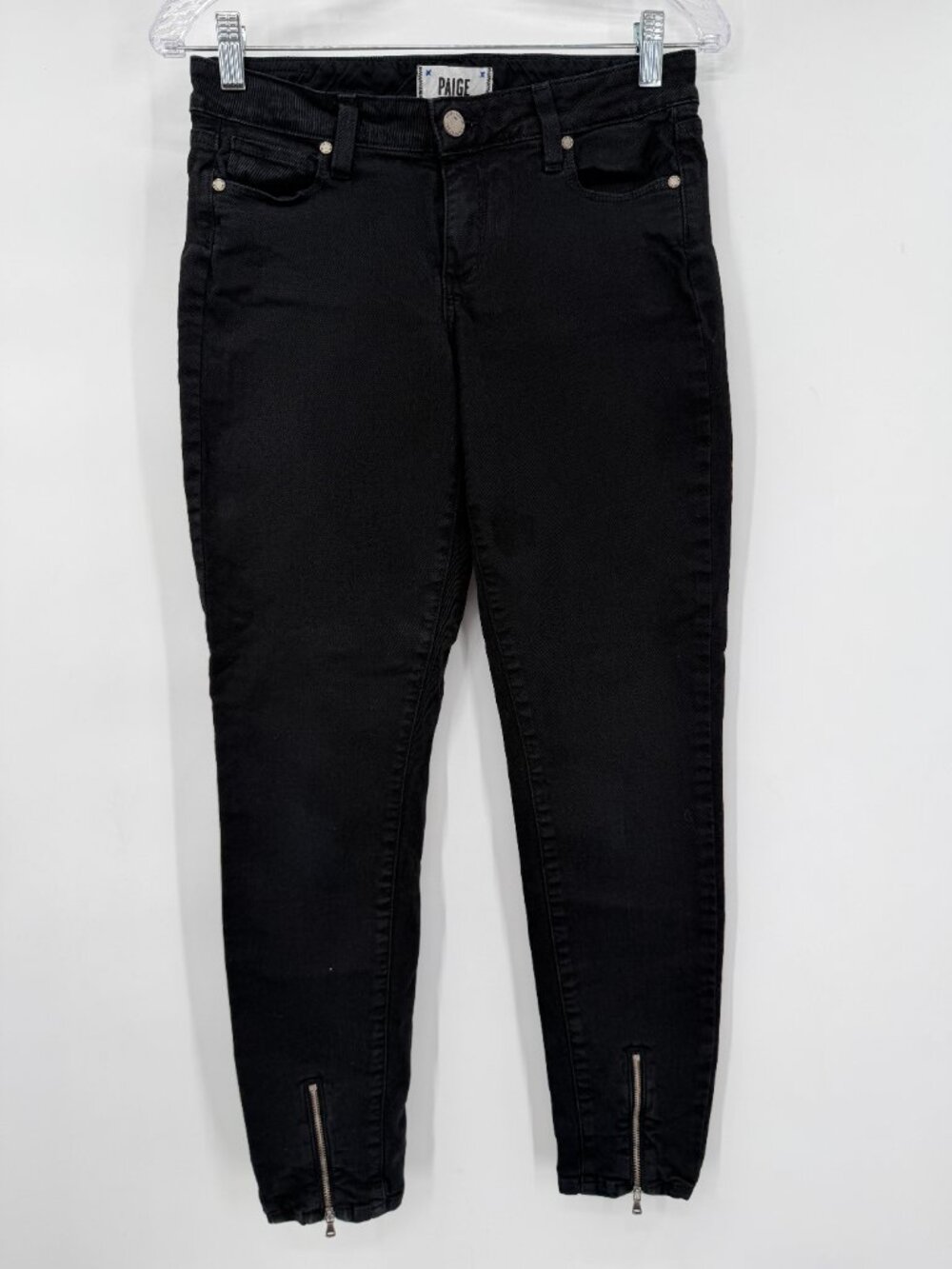 PAIGE Verdugo Ankle Zip Skinny Jeans Women’s 27 Black Stretch Rocker